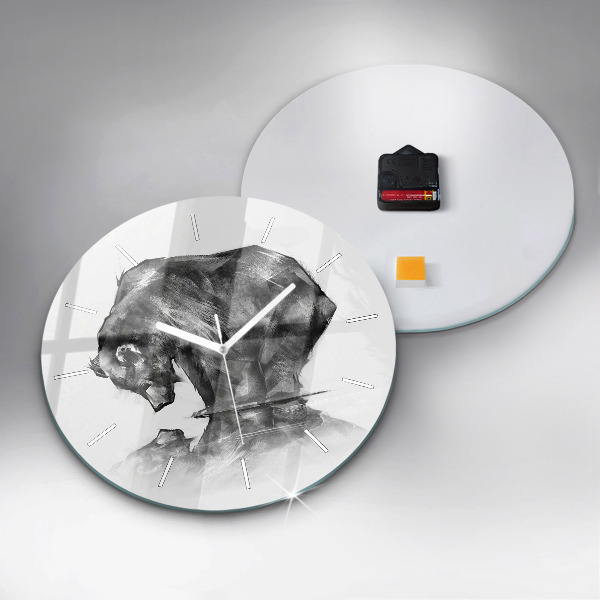 Ceas rotund de perete din sticlă Urs din desene animate