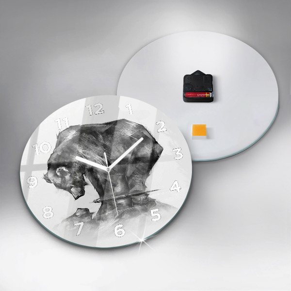 Ceas rotund de perete din sticlă Urs din desene animate