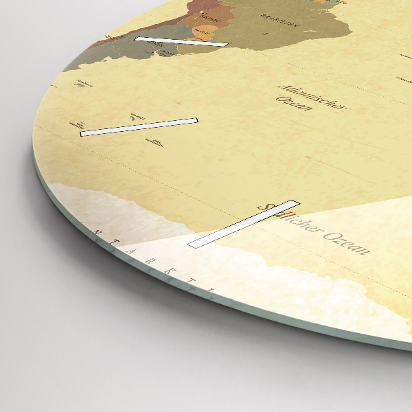 Ceas rotund de perete din sticlă Harta lumii în stil vintage