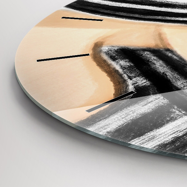 Ceas rotund de perete din sticlă Femeie în alb și negru