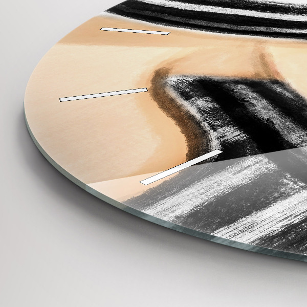 Ceas rotund de perete din sticlă Femeie în alb și negru