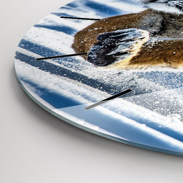 Ceas rotund de perete din sticlă Tigrul săritor