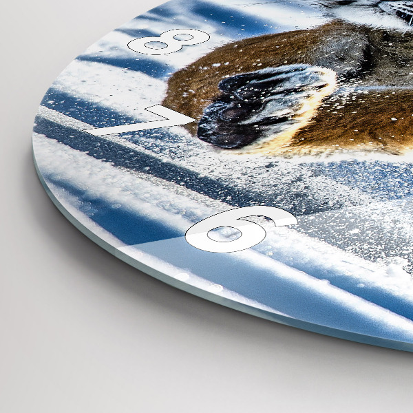 Ceas rotund de perete din sticlă Tigrul săritor