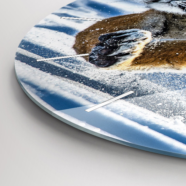 Ceas rotund de perete din sticlă Tigrul săritor