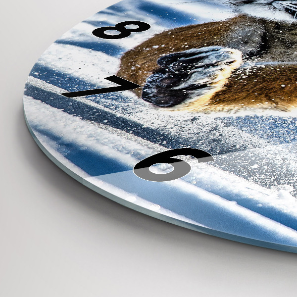 Ceas rotund de perete din sticlă Tigrul săritor