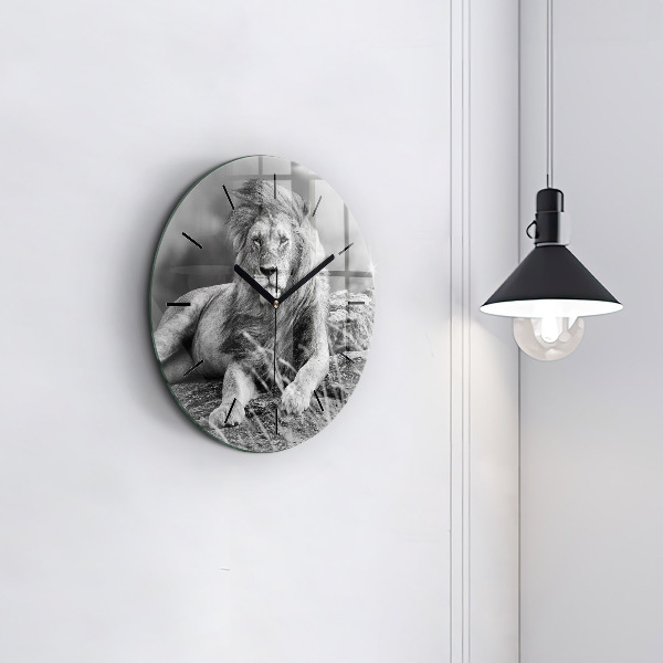 Ceas rotund de perete din sticlă Rezumat - Leu