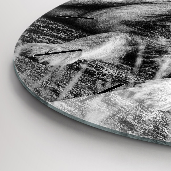 Ceas rotund de perete din sticlă Rezumat - Leu