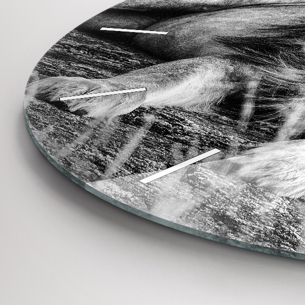 Ceas rotund de perete din sticlă Rezumat - Leu