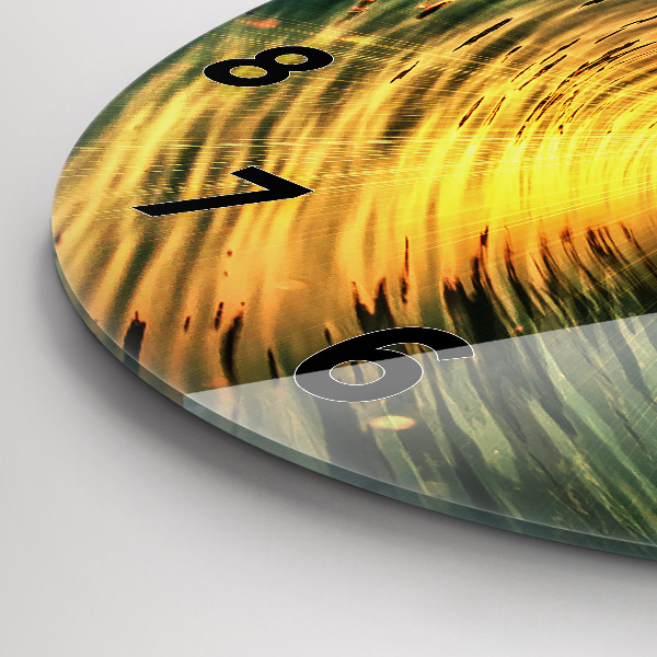 Ceas rotund de perete din sticlă Val Apus de soare