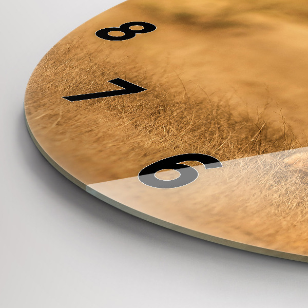 Ceas rotund de perete din sticlă Vânătoarea de tigru