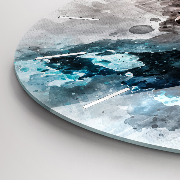 Ceas rotund de perete din sticlă Fețe abstracte