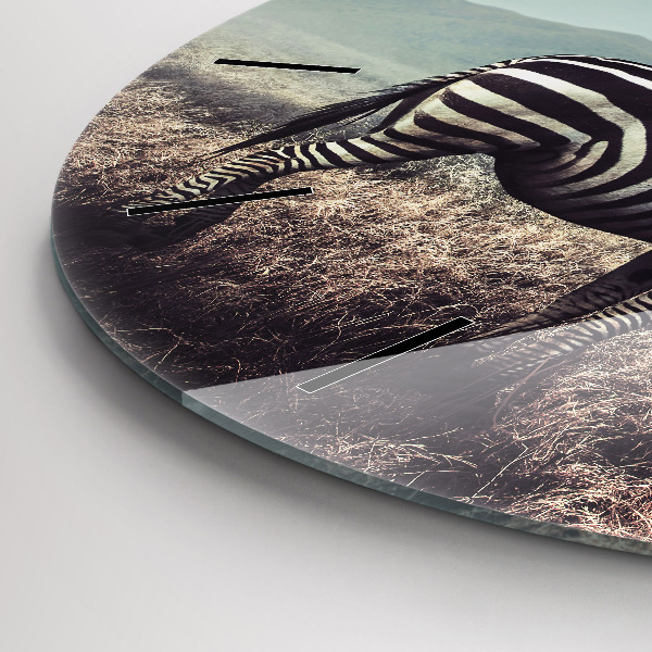 Ceas rotund de perete din sticlă Zebra – Abstracție