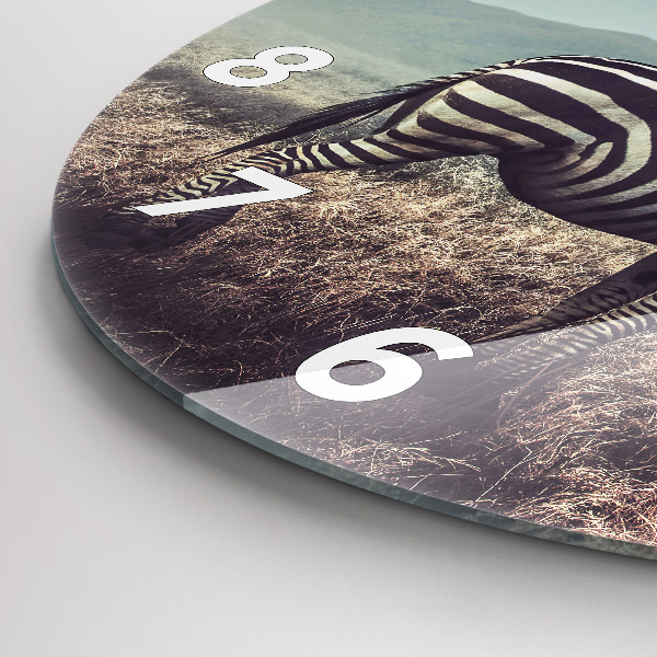 Ceas rotund de perete din sticlă Zebra – Abstracție