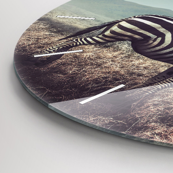Ceas rotund de perete din sticlă Zebra – Abstracție