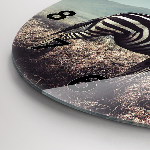 Ceas rotund de perete din sticlă Zebra – Abstracție
