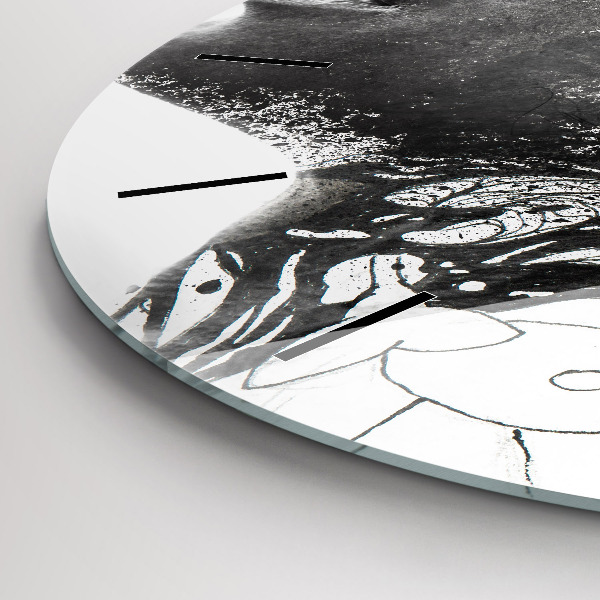 Ceas rotund de perete din sticlă Femeia se confruntă cu abstracția