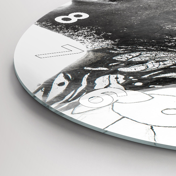 Ceas rotund de perete din sticlă Femeia se confruntă cu abstracția