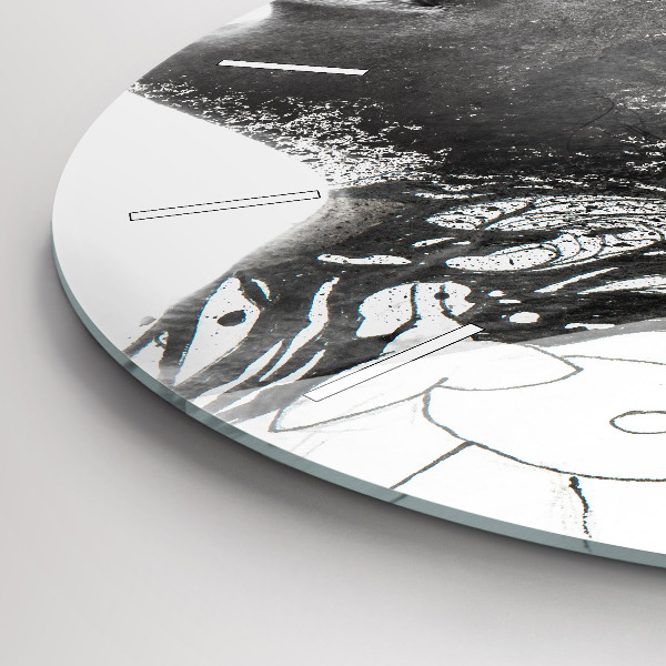 Ceas rotund de perete din sticlă Femeia se confruntă cu abstracția