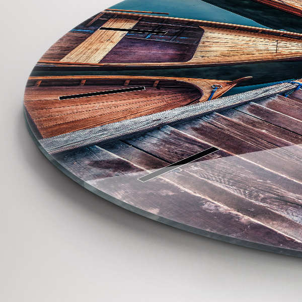 Ceas rotund de perete din sticlă Pod și Lac