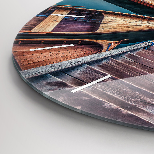 Ceas rotund de perete din sticlă Pod și Lac