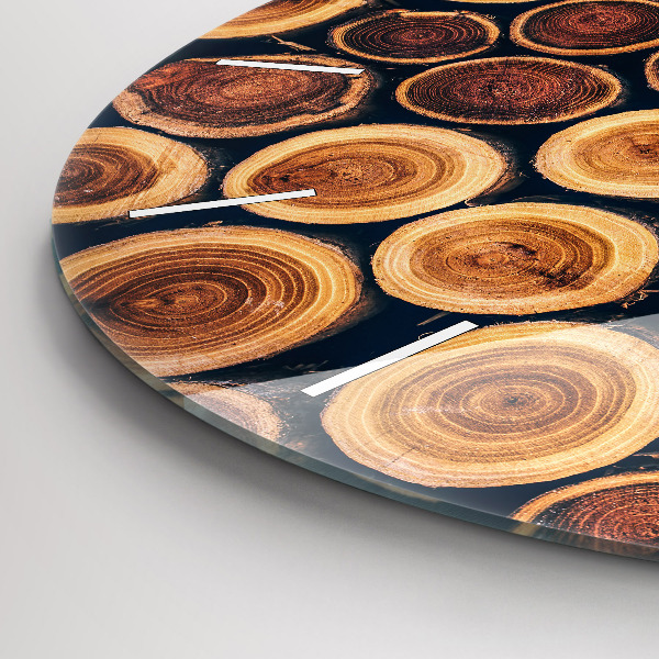 Ceas rotund de perete din sticlă Lemn