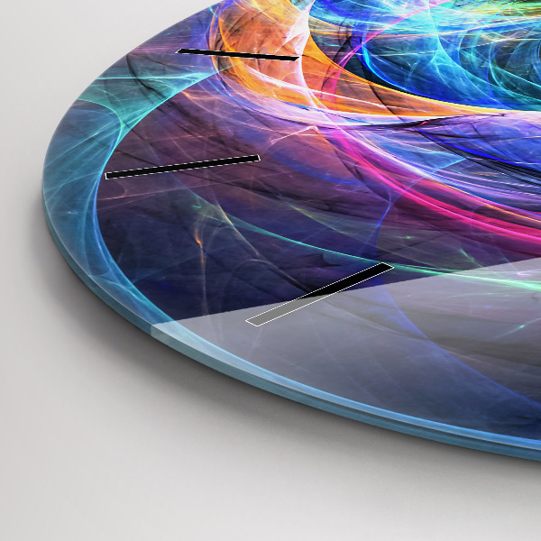 Ceas rotund de perete din sticlă Fractal colorat