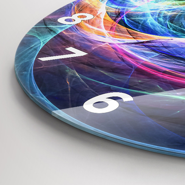 Ceas rotund de perete din sticlă Fractal colorat