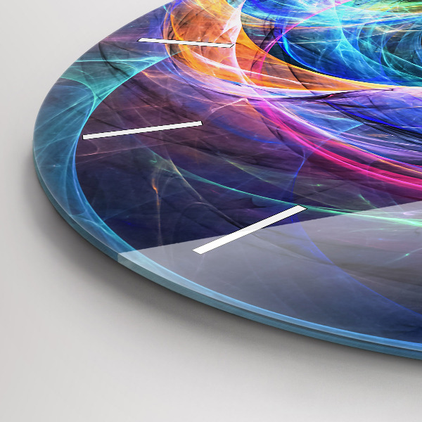 Ceas rotund de perete din sticlă Fractal colorat