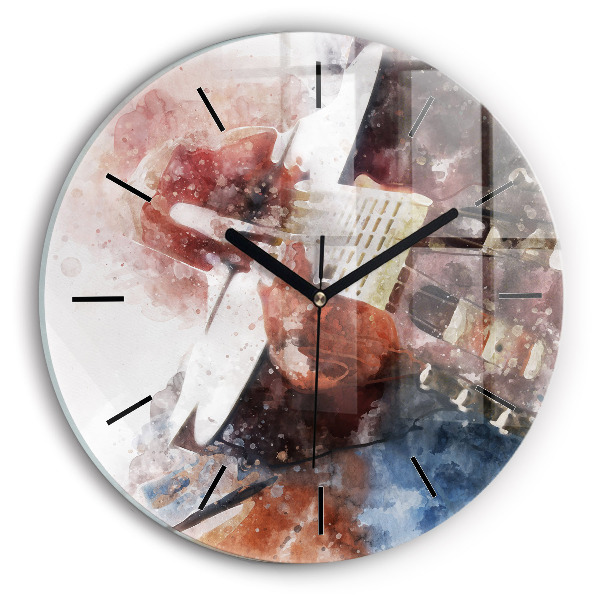 Ceas rotund de perete din sticlă Vizualizare chitara