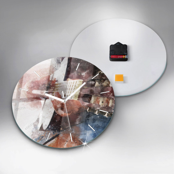Ceas rotund de perete din sticlă Vizualizare chitara