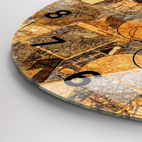 Ceas rotund de perete din sticlă Forme geometrice