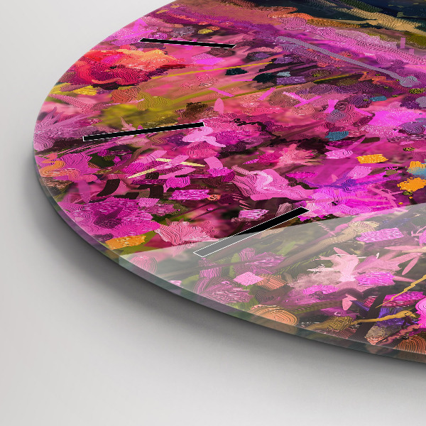 Ceas rotund de perete din sticlă Lunca la apus