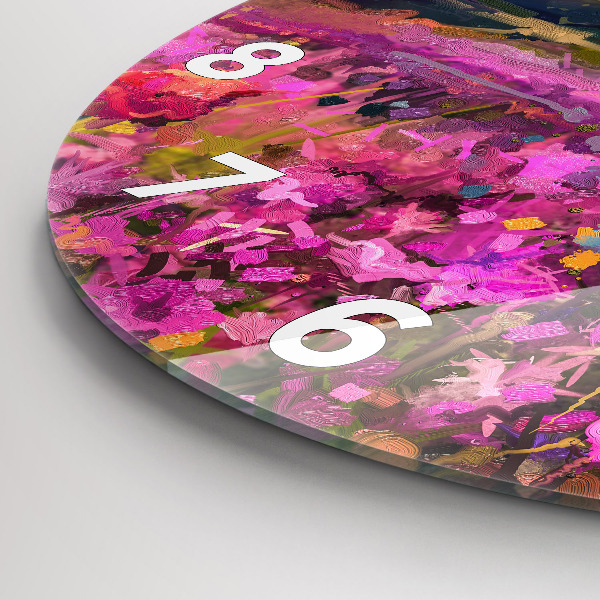 Ceas rotund de perete din sticlă Lunca la apus