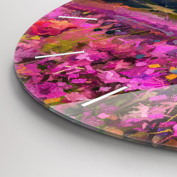 Ceas rotund de perete din sticlă Lunca la apus