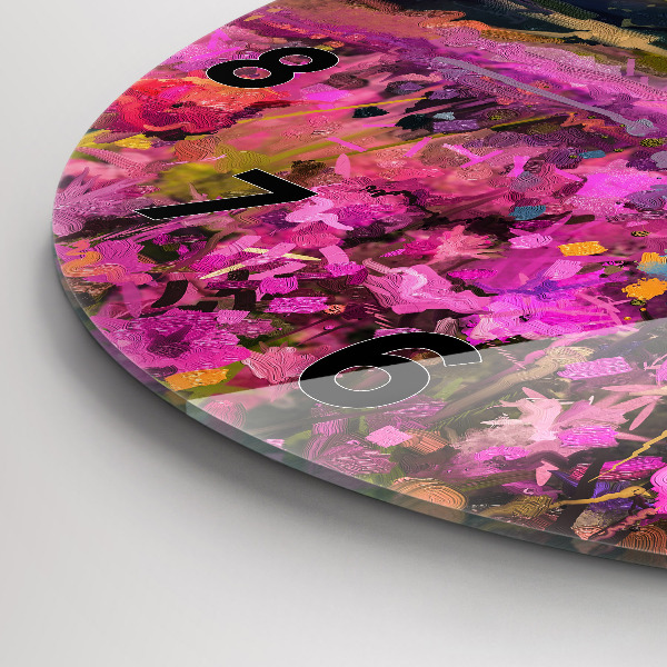 Ceas rotund de perete din sticlă Lunca la apus