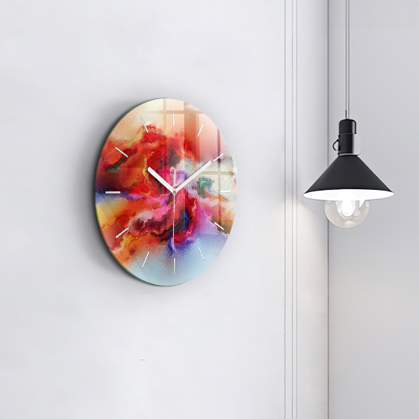 Ceas rotund de perete din sticlă Vopsele vărsate