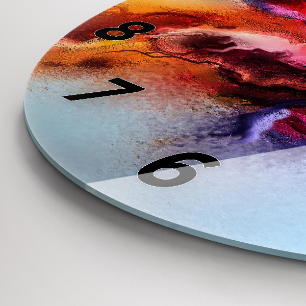 Ceas rotund de perete din sticlă Vopsele vărsate