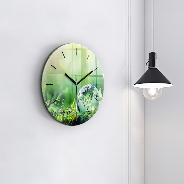 Ceas rotund de perete din sticlă Glob