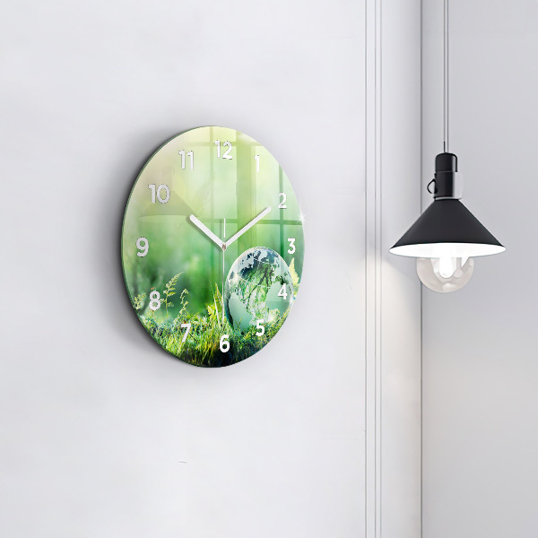 Ceas rotund de perete din sticlă Glob