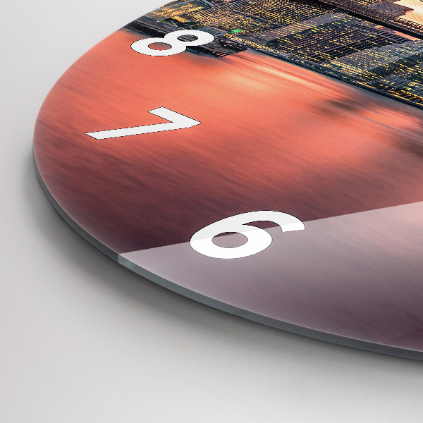 Ceas rotund de perete din sticlă East River din New York