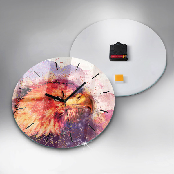 Ceas rotund de perete din sticlă Vultur acuarelă
