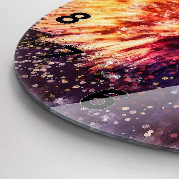 Ceas rotund de perete din sticlă Vultur acuarelă