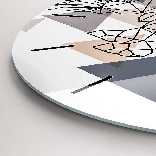 Ceas rotund de perete din sticlă Model geometric