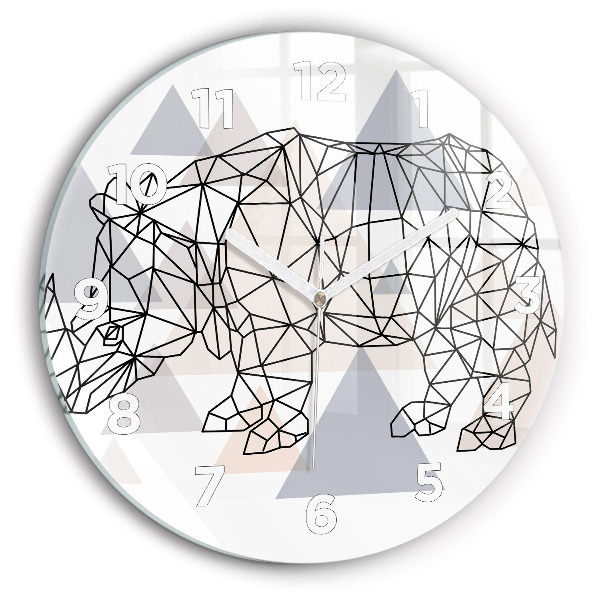 Ceas rotund de perete din sticlă Model geometric