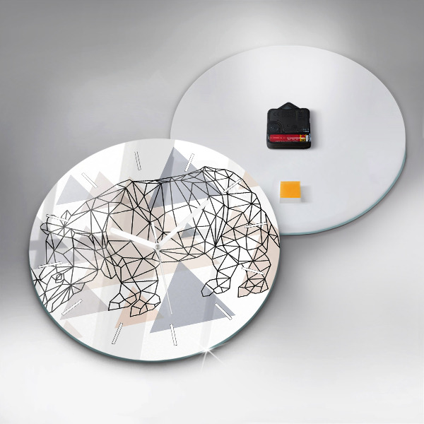 Ceas rotund de perete din sticlă Model geometric