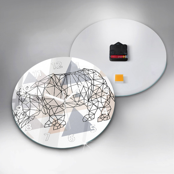 Ceas rotund de perete din sticlă Model geometric