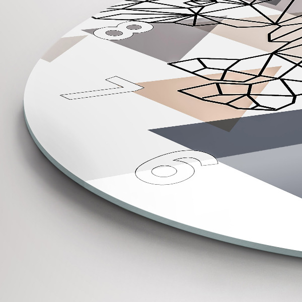 Ceas rotund de perete din sticlă Model geometric