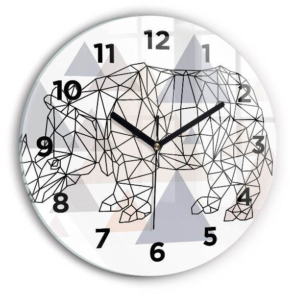 Ceas rotund de perete din sticlă Model geometric