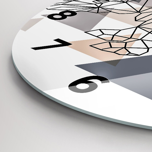 Ceas rotund de perete din sticlă Model geometric