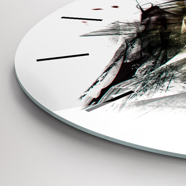 Ceas rotund de perete din sticlă Portretul desenat al unui lup